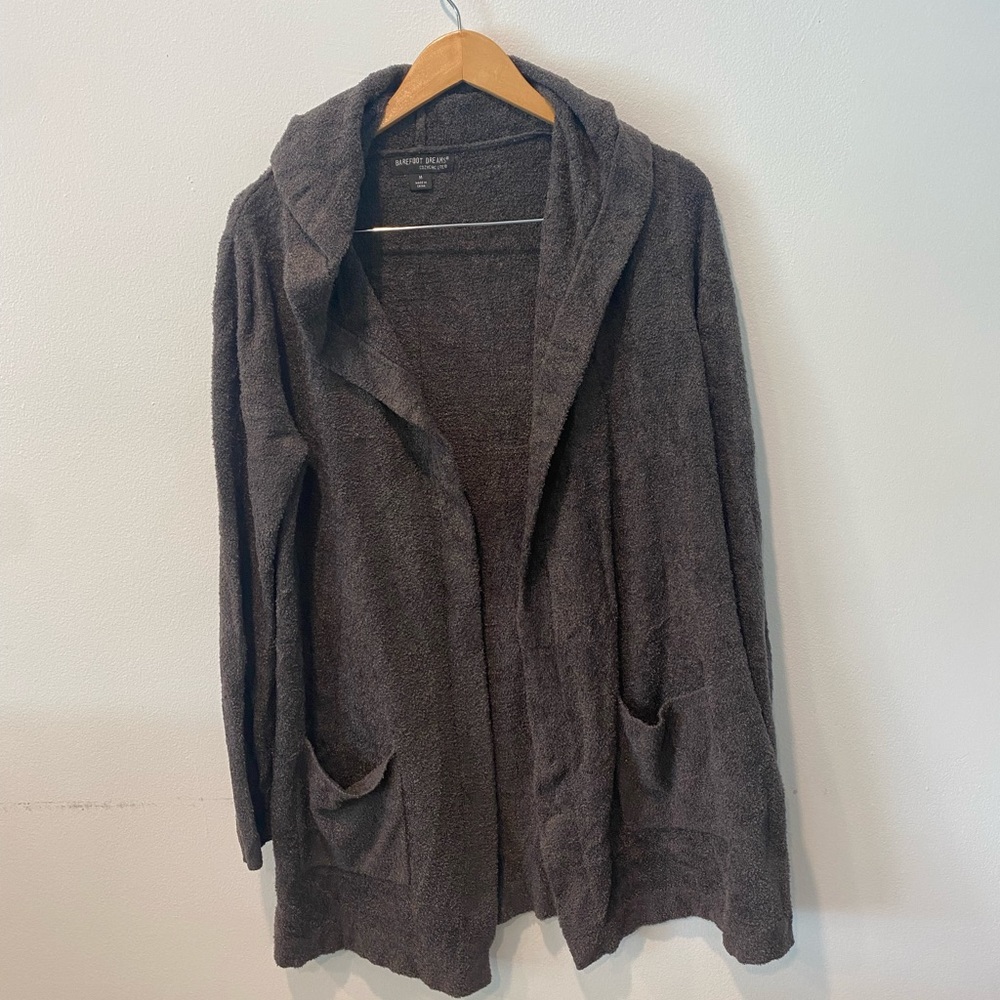 Barefoot Dreams long cardigan with hood size M